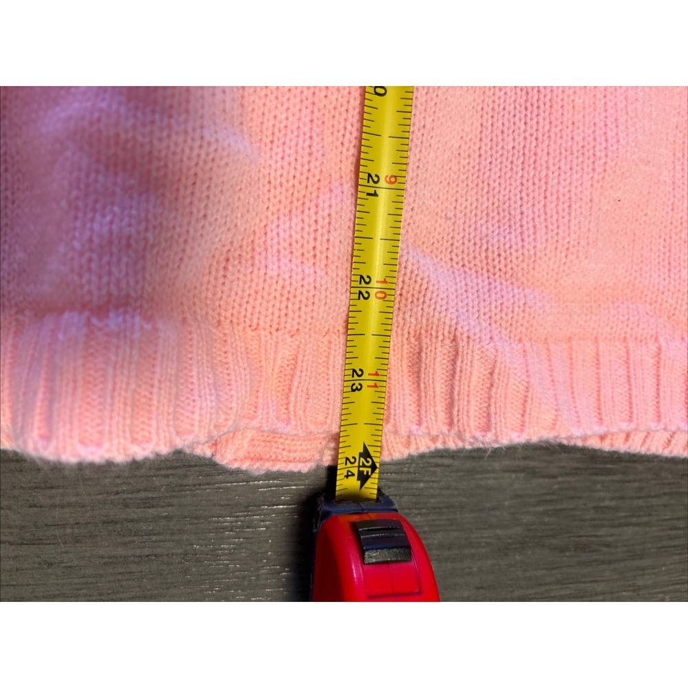 Vintage Donnkenny Button Front‎ Cable Knit Vest Sweater Pink Size Med Pockets - Picture 7 of 7